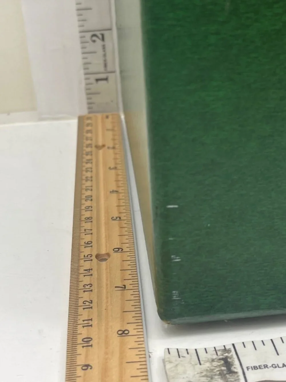 Vintage Green/Cream Storage Box W/Red Interior Handle & Locking Clasp 15